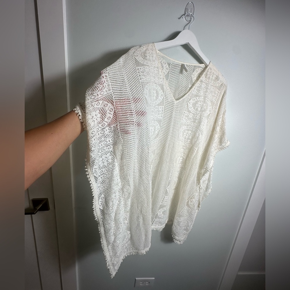 Seafolly Mesh  Boho  Cream  Beach Pool  Mesh Kaftan Coverup Size S/M - Picture 7 of 14
